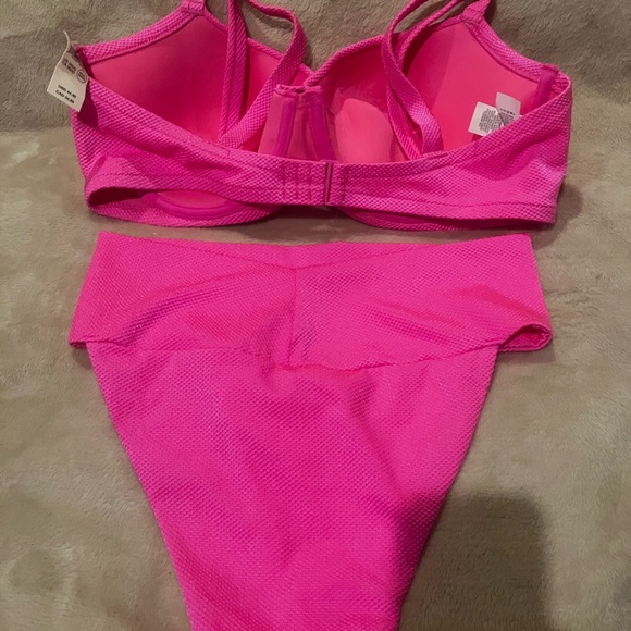Aerie NWT Pink Swimwear Set with Underwire Support 36DD/Medium Bottom - Picture 2 of 5